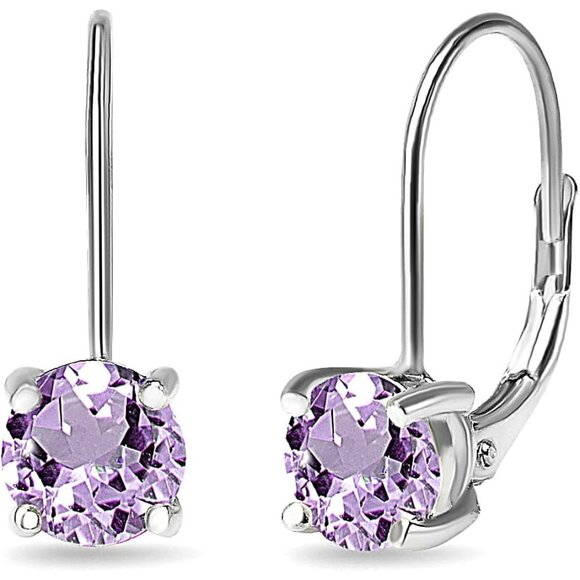 Women's Birthstone Earrings, Genuine or Synthetic Gemstone, 6mm Round